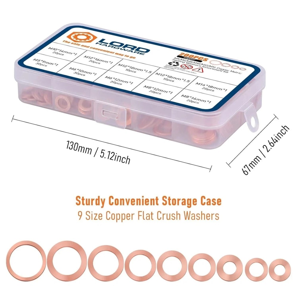 Copper Crush Washer Kit Metric Oil Drain Plug And Banjo Bolt Sealing Washer Set 4