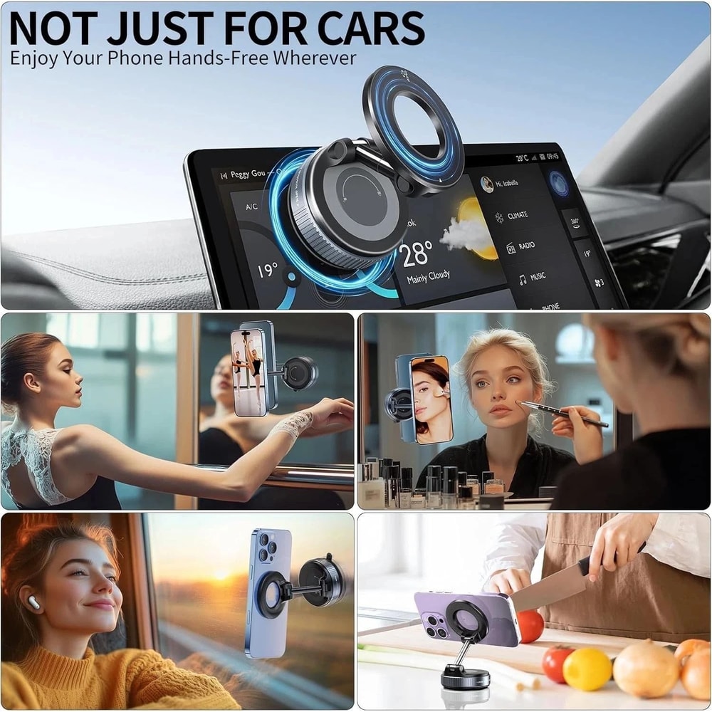 360 Adjustable Magnetic Car Phone Holder With Vacuum Suction Cup Mount 1