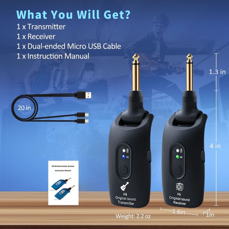 Wireless Guitar System Transmitter Receiver For Electric Guitar And Bass 7