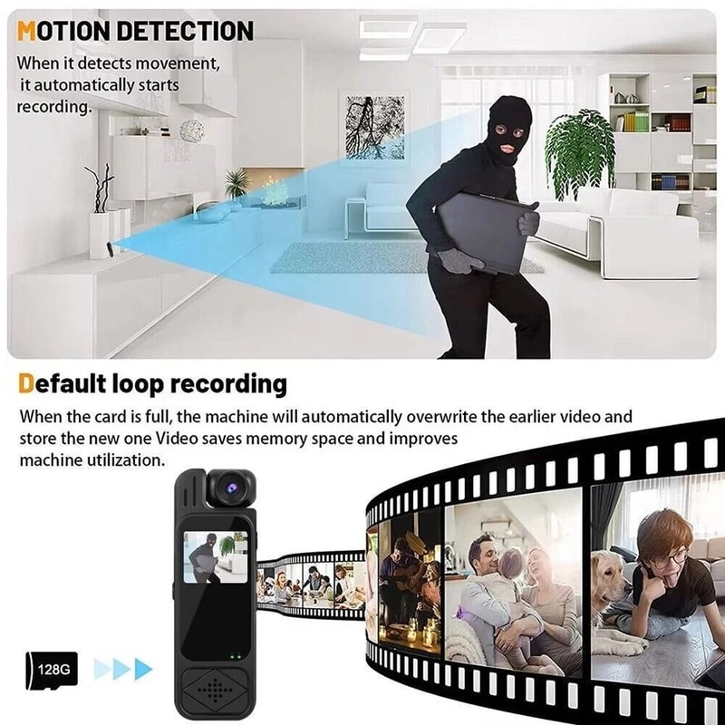 20 Hour Mini Body Camera With 180 Lens And IR Night Vision 1