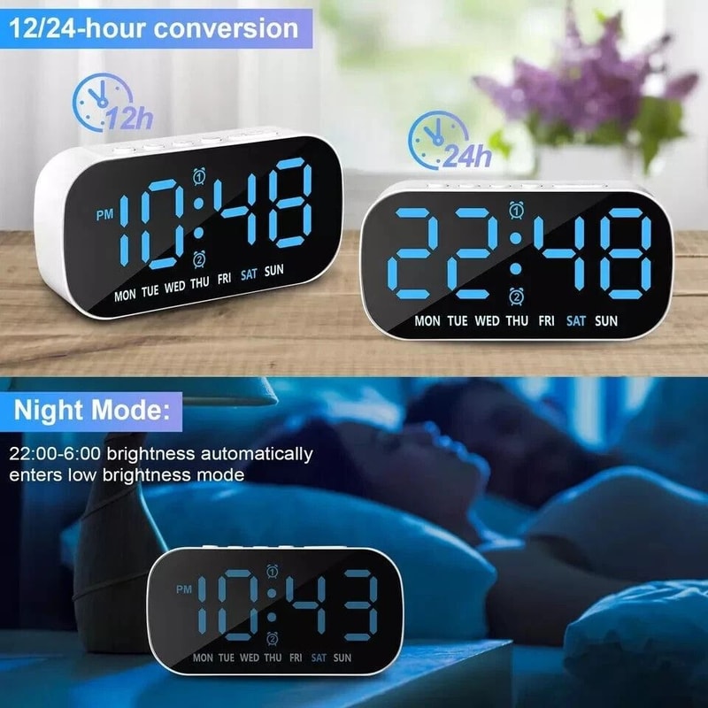 Large Display Digital Alarm Clock With Battery Backup And Dual Alarm 4