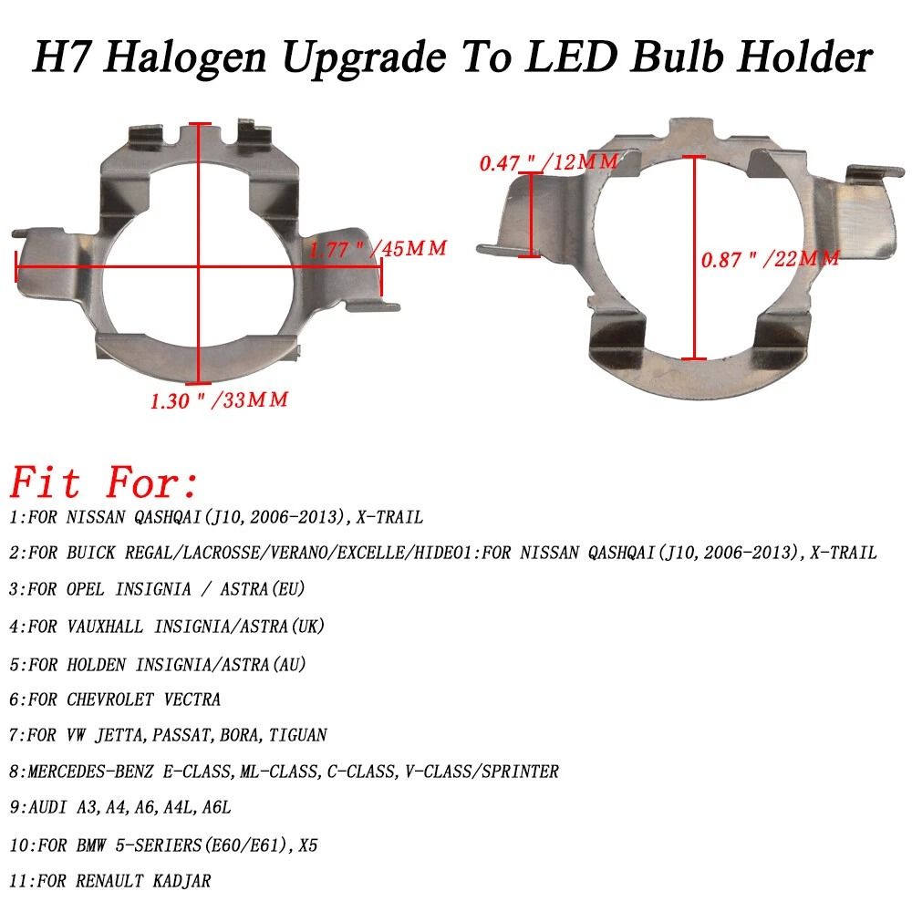 H7 LED Headlight Adapter Retainer Clip Kit For VW Audi Bulb Upgrade 4