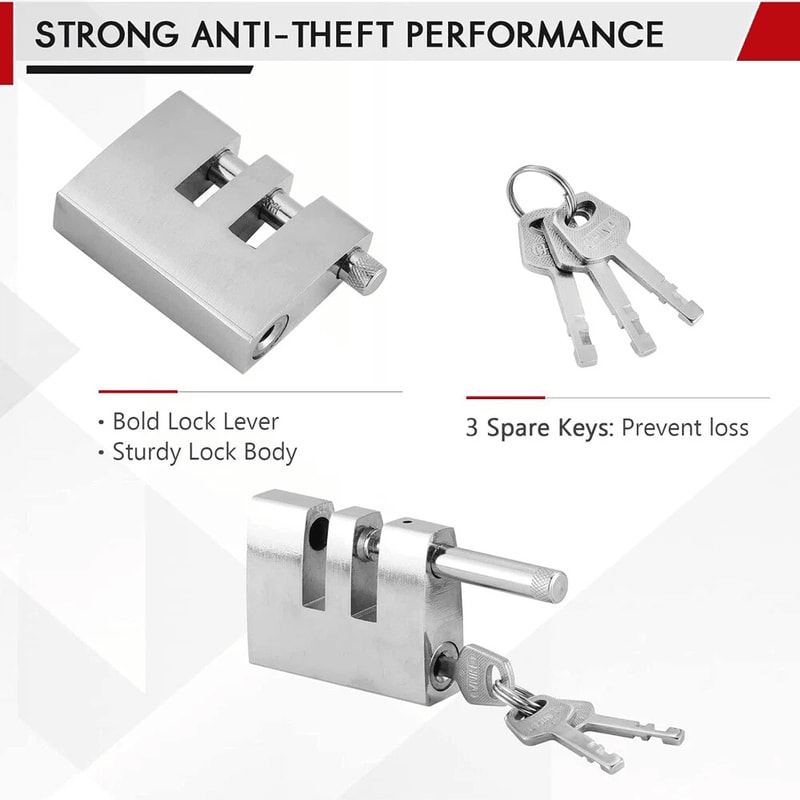 Stainless Steel Brake Pedal Lock Anti Theft Vehicle Security With 3 Keys 1