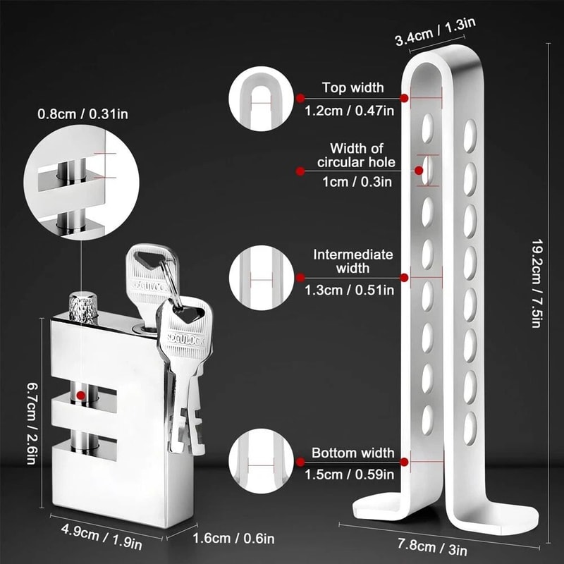 Stainless Steel Brake Pedal Lock Anti Theft Vehicle Security With 3 Keys 11