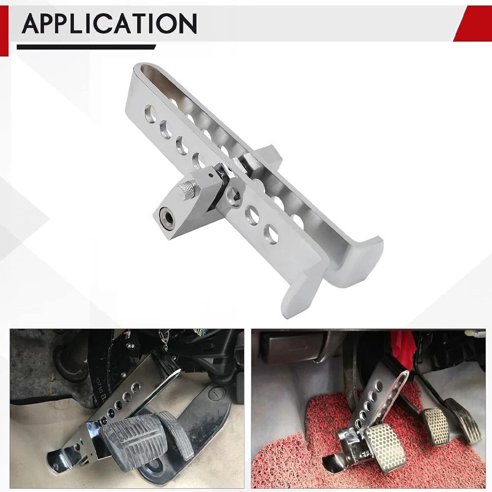 Stainless Steel Brake Pedal Lock Anti Theft Vehicle Security With 3 Keys 5