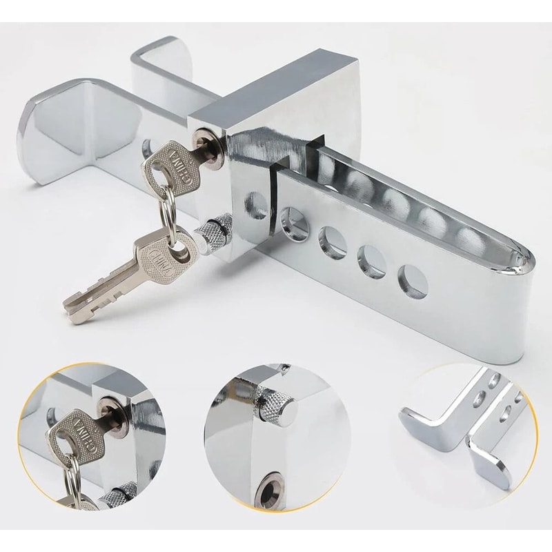 Stainless Steel Brake Pedal Lock Anti Theft Vehicle Security With 3 Keys 0