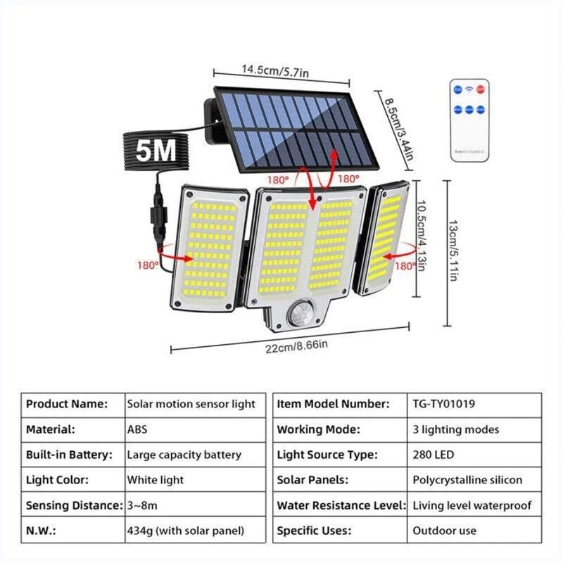 LED Solar Street Light Motion Sensor Security Flood Lamp For Outdoor Walls 1