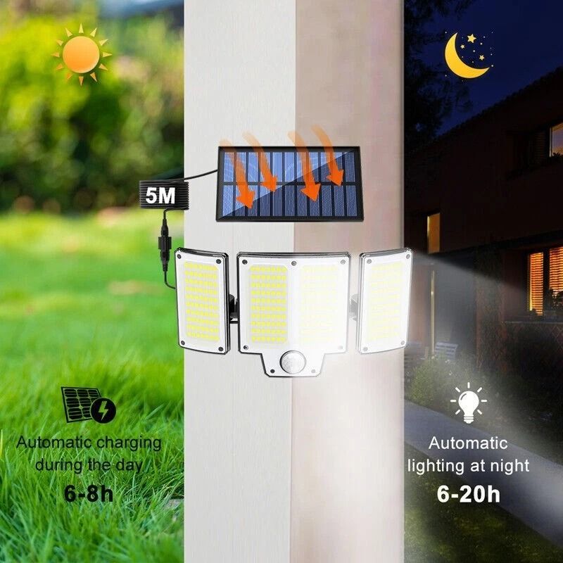 LED Solar Street Light Motion Sensor Security Flood Lamp For Outdoor Walls 2
