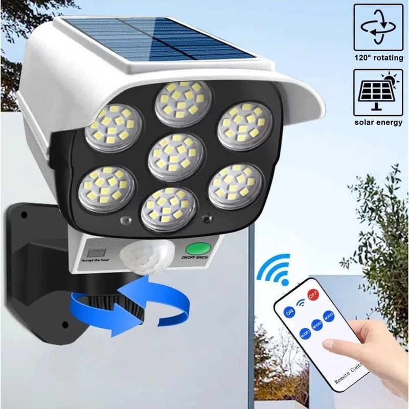 Solar Outdoor Motion Sensor LED Lights With Fake Security Camera Weatherproof Energy Efficient 10