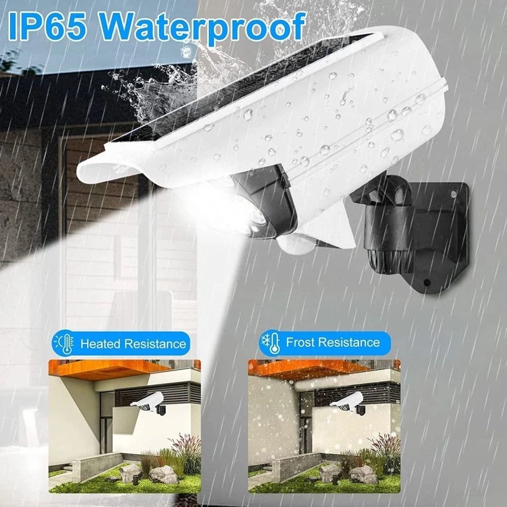 Solar Outdoor Motion Sensor LED Lights With Fake Security Camera Weatherproof Energy Efficient 11