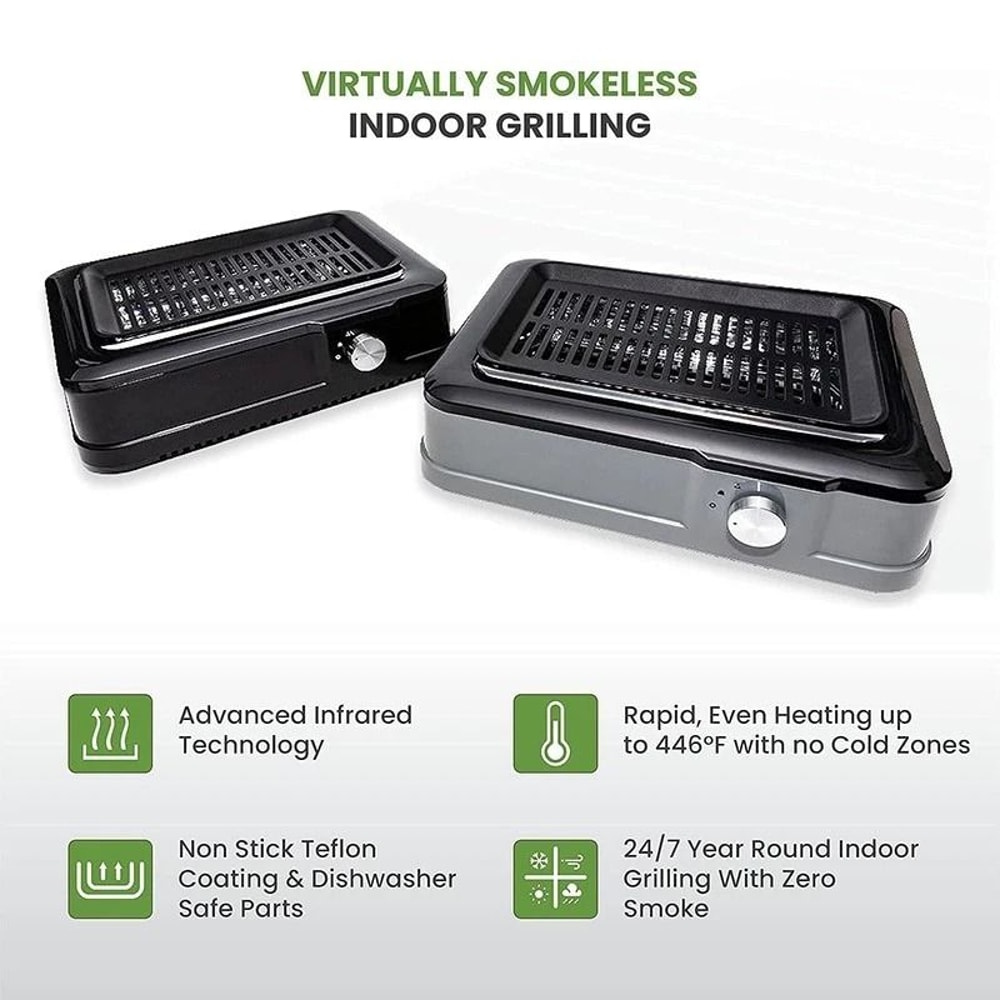 Smokeless Indoor Electric BBQ Grill And Portable Flat Top Griddle 2