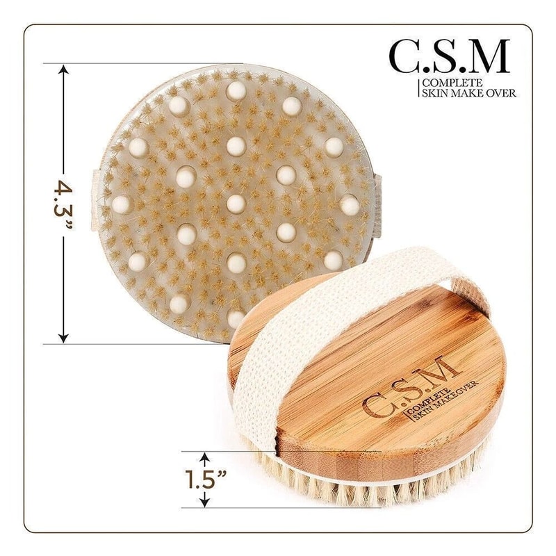 Round Dry Brushing Body Brush Wooden Exfoliating Body Brush For Smooth Skin 3