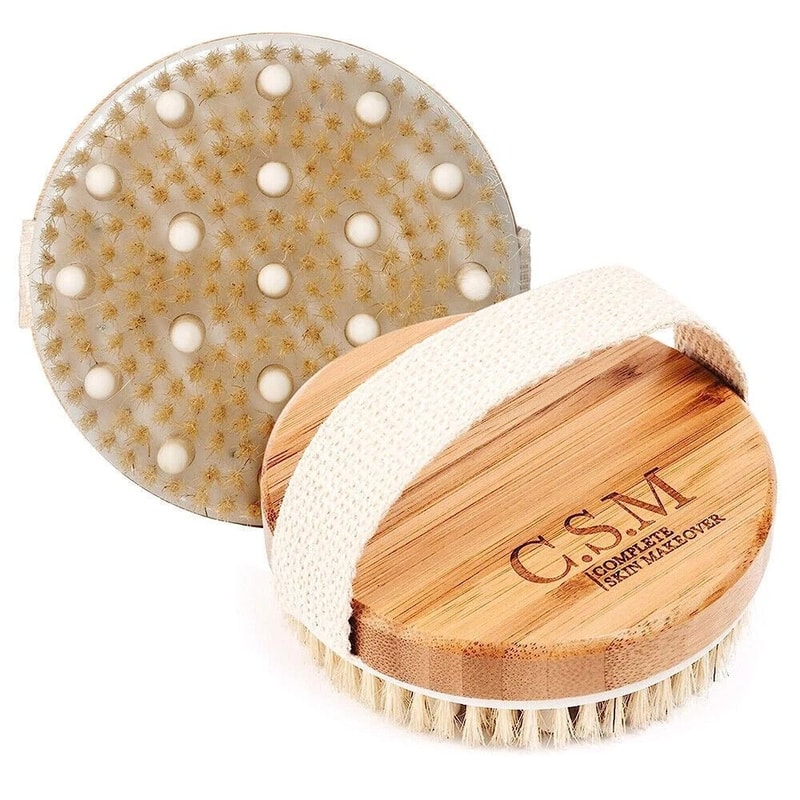 Round Dry Brushing Body Brush Wooden Exfoliating Body Brush For Smooth Skin 0