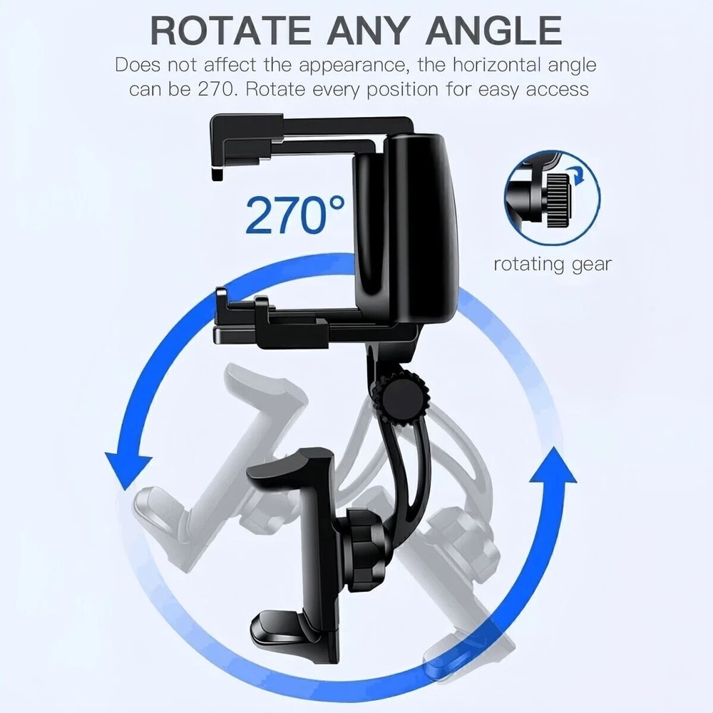 360 Rear View Mirror Car Phone Mount Universal GPS Holder 6