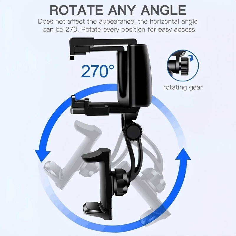 360 Rear View Mirror Car Phone Mount Universal GPS Holder 6