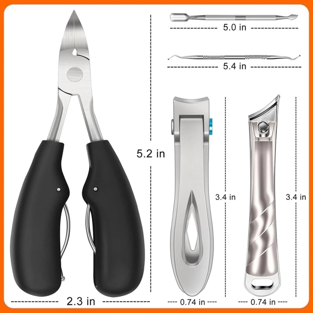 Heavy Duty Toenail Clippers 6 Piece Stainless Steel Podiatry Nail Care Kit 3