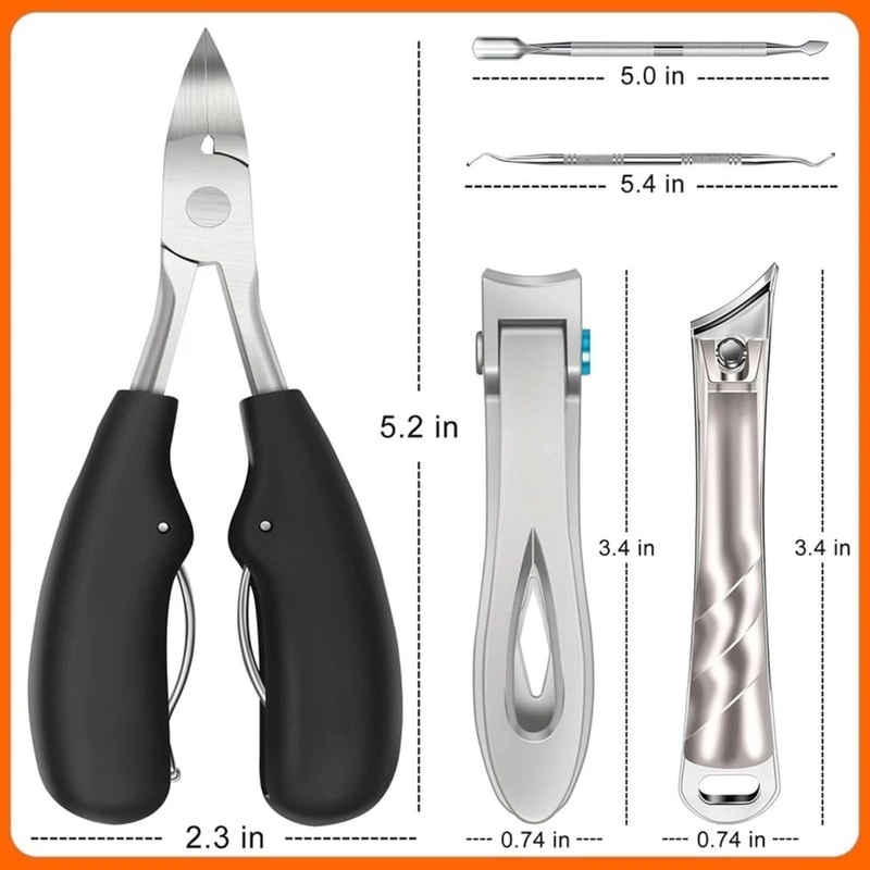 Heavy Duty Toenail Clippers 6 Piece Stainless Steel Podiatry Nail Care Kit 3