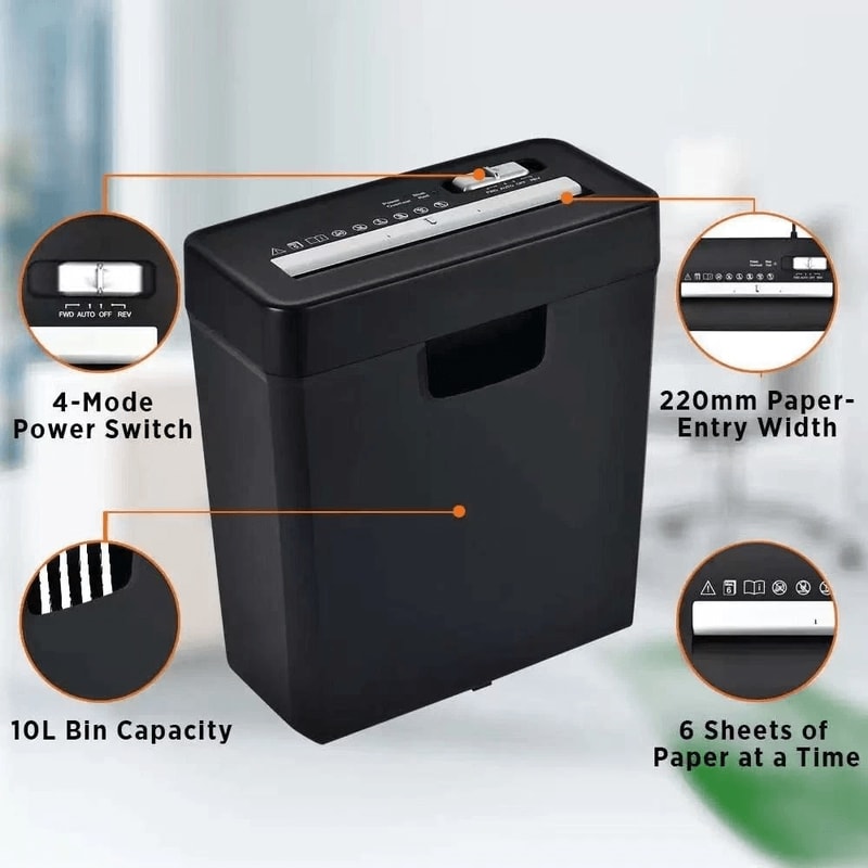 6 Sheet Home Office Paper Shredder With Credit Card And CD Strip Cut 1