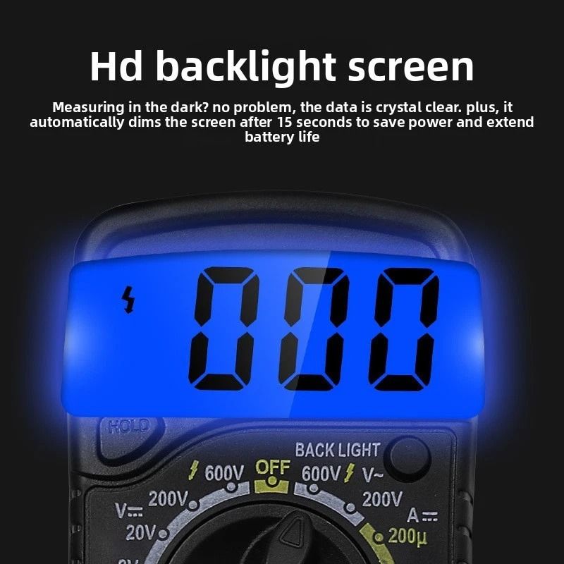 Digital Multimeter AC DC Voltmeter Voltage Tester With Ohmmeter Ammeter 9V Powered 3