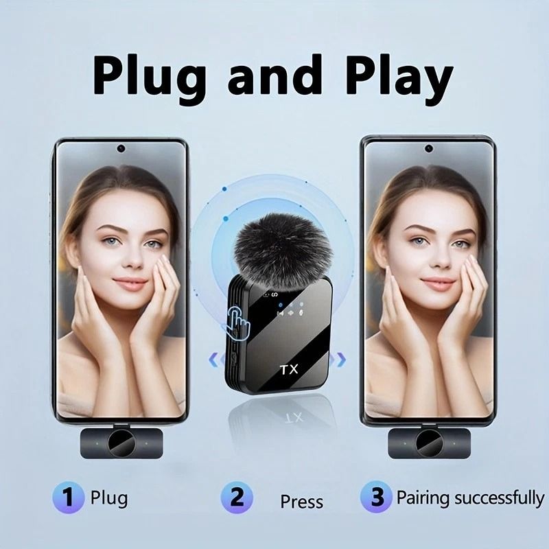 3 In 1 Wireless Lavalier Microphone For IPhone Android Camera 9