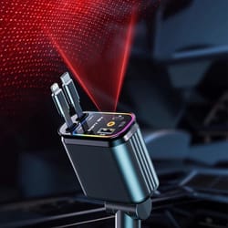 4 in 1 retractable car charger for iphone and usb c devices