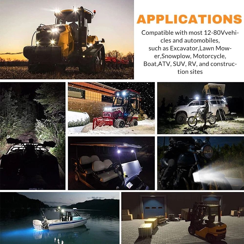 LED Work Lights Spot Flood Combo Offroad Pods 8