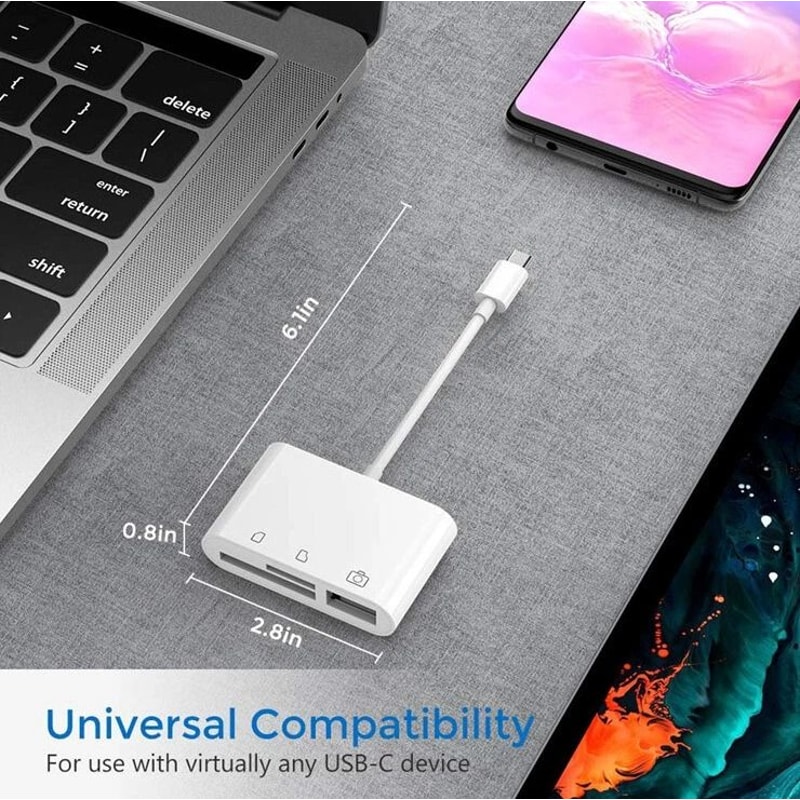 3 In 1 USB C Hub With SD Card Reader For MacBook Pro 8