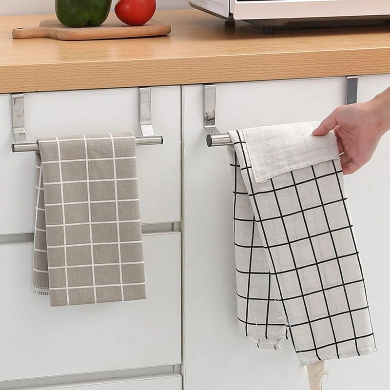 Over Cabinet Towel Bar No Drill Stainless Steel Kitchen Towel Holder 4
