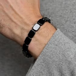 hemys hematite bracelet for men natural stone energy beaded jewelry