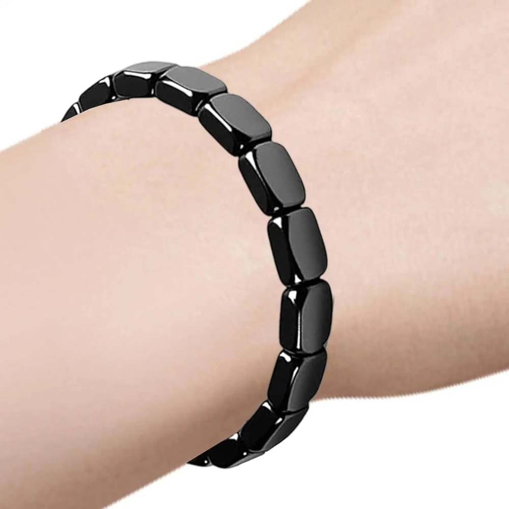 Hemys Hematite Bracelet For Men Natural Stone Energy Beaded Jewelry 1