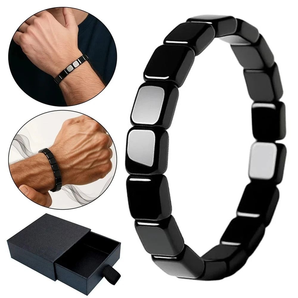 Hemys Hematite Bracelet For Men Natural Stone Energy Beaded Jewelry 4