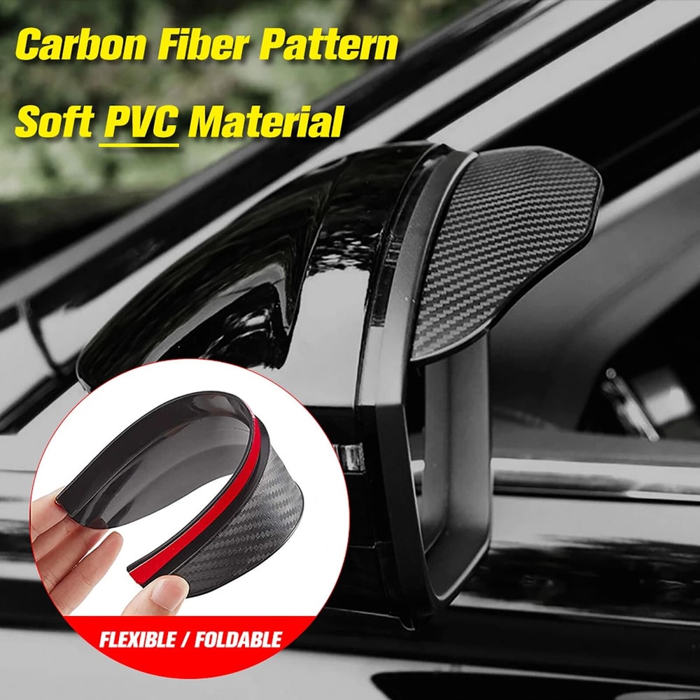 Carbon Fiber Rear View Mirror Rain Guard Eyebrow Visor 4