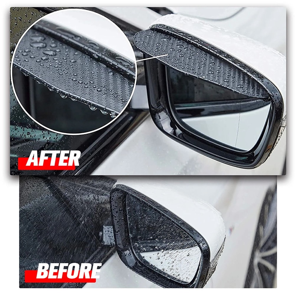 Carbon Fiber Rear View Mirror Rain Guard Eyebrow Visor 6