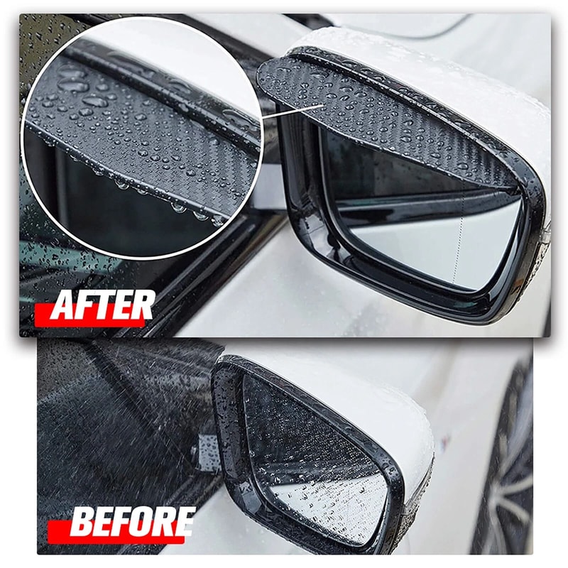 Carbon Fiber Rear View Mirror Rain Guard Eyebrow Visor 6