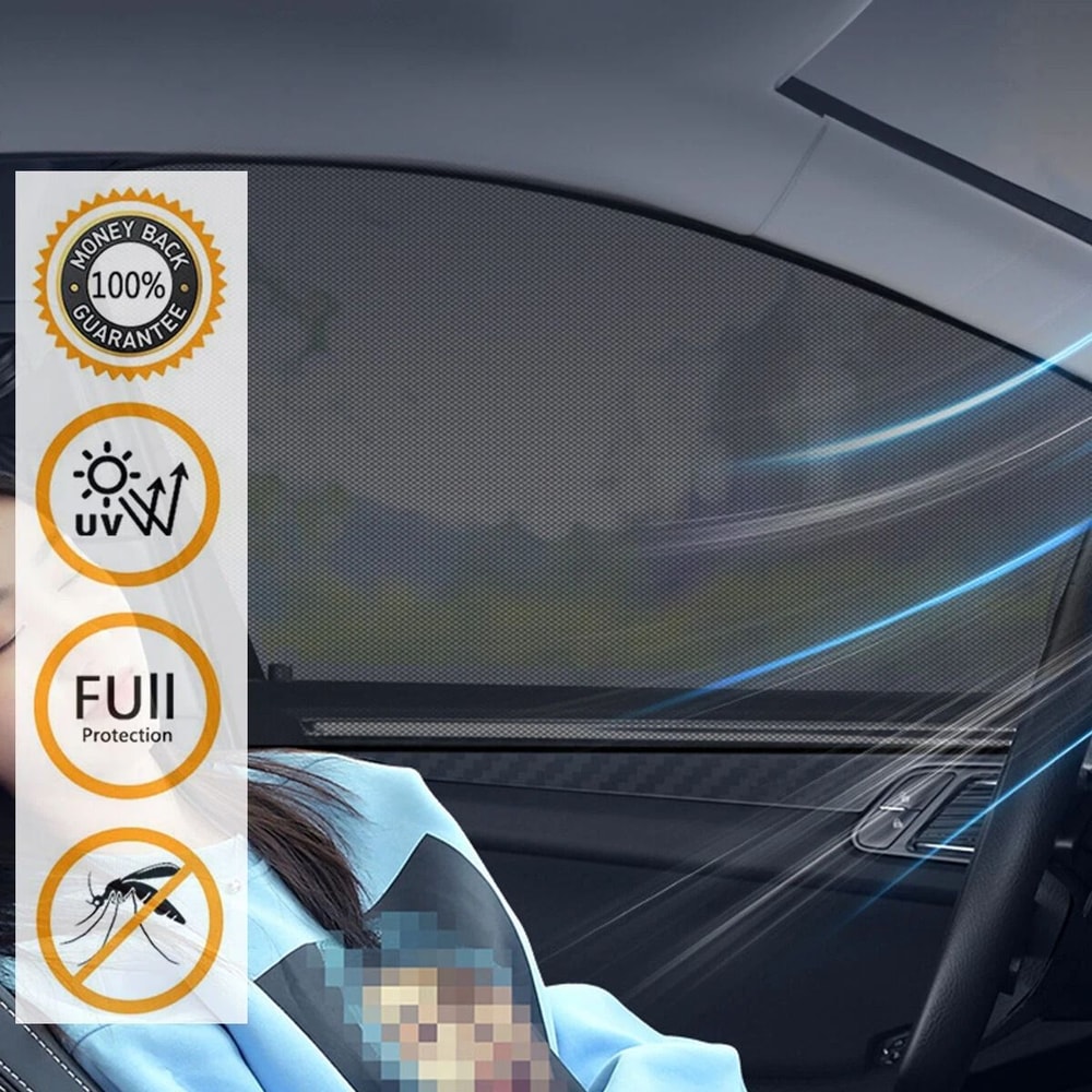 Car Window Sunshade Set Front Rear Side Window Mesh Shade For UV Protection 5