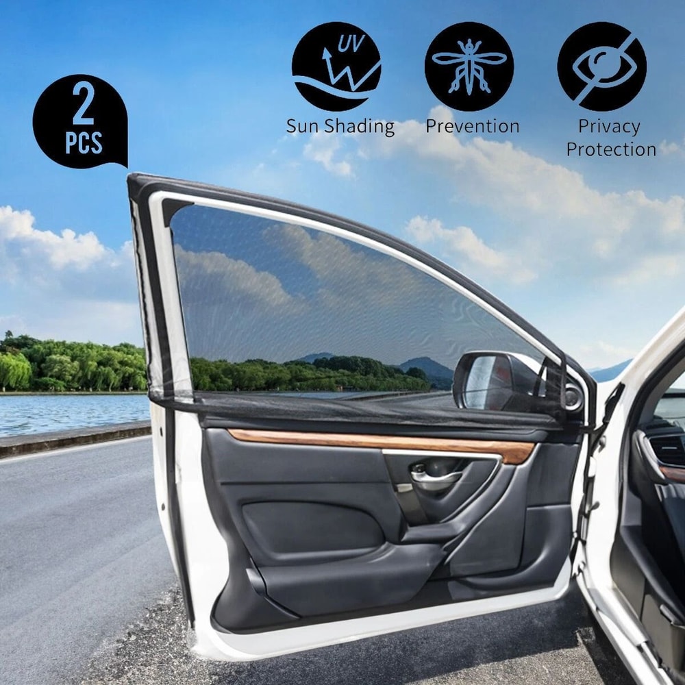 Car Window Sunshade Set Front Rear Side Window Mesh Shade For UV Protection 7