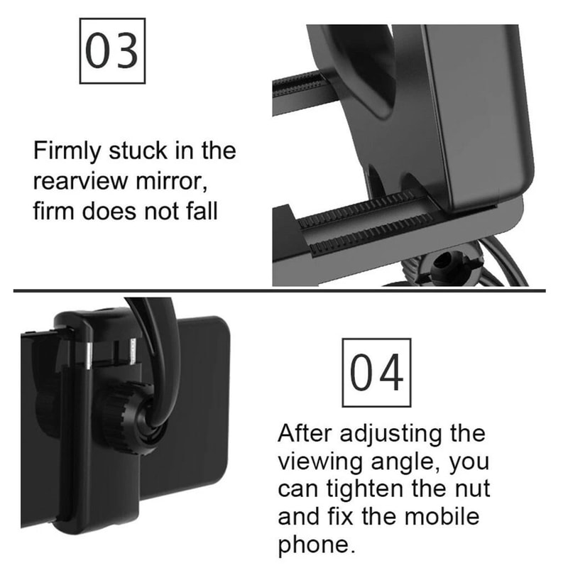 360 Universal Car Rearview Mirror Phone Mount Holder For GPS Cell Phones 3