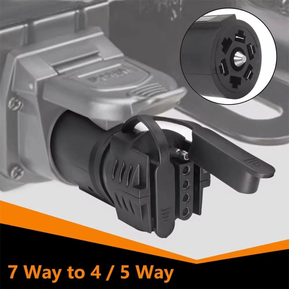 7 Way Round To Pins Flat Trailer Wiring Plug Adapter For Truck RV Tow Hitch 9