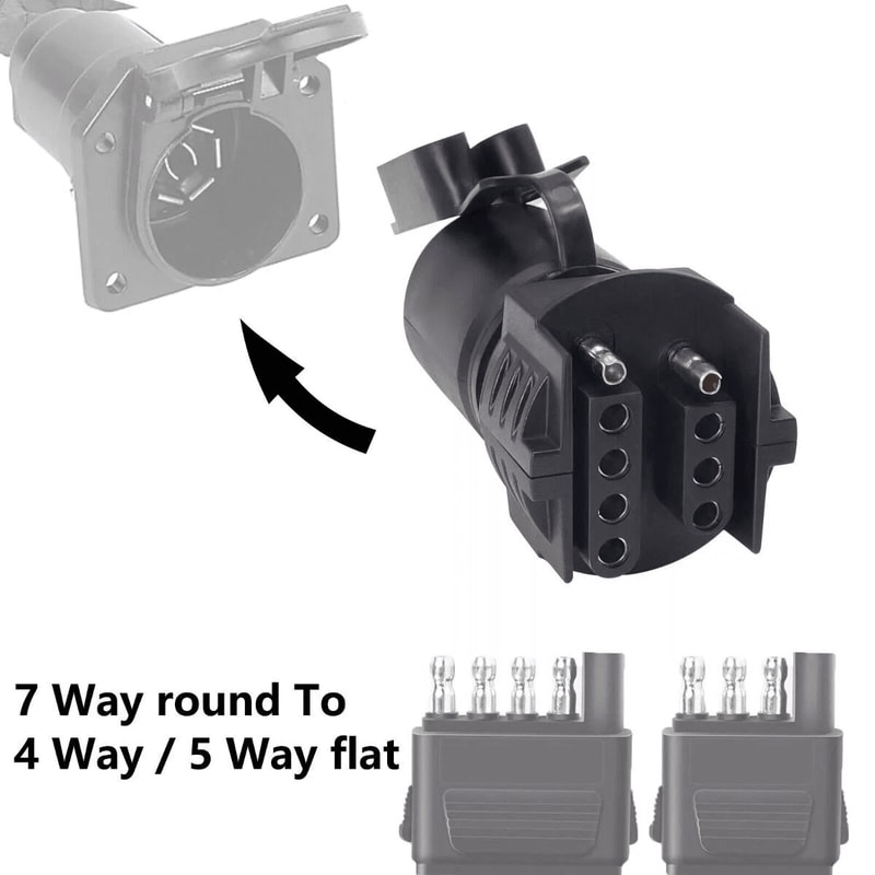 7 Way Round To Pins Flat Trailer Wiring Plug Adapter For Truck RV Tow Hitch 8