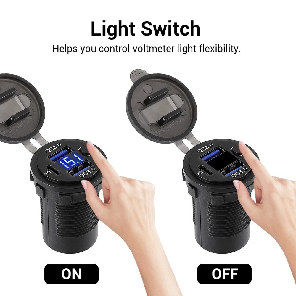 Dual USB Car Charger Power Socket With LED Voltmeter 2