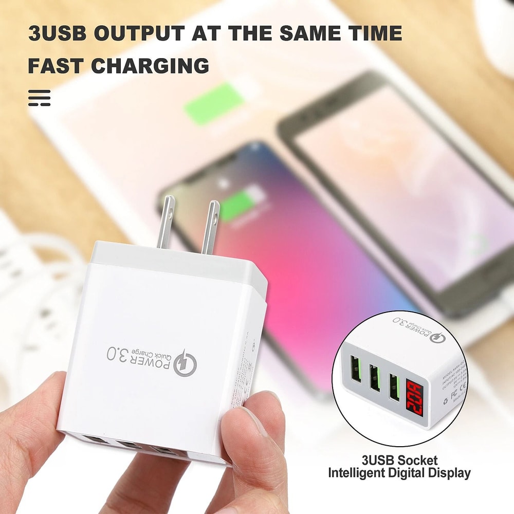 3 Port USB Wall Charger Fast Charging QC For Samsung And Android Phones 4