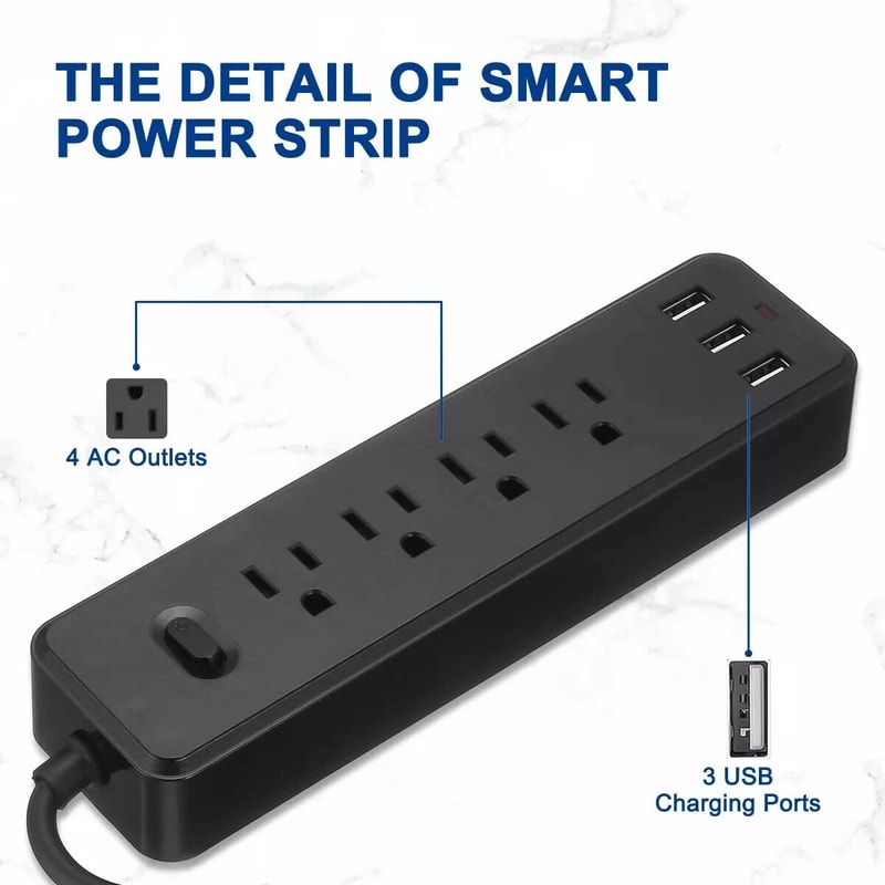 Wall Mountable Surge Protector Power Strip With 3 USB Ports 4 Outlets Ideal For Home Office Use 1