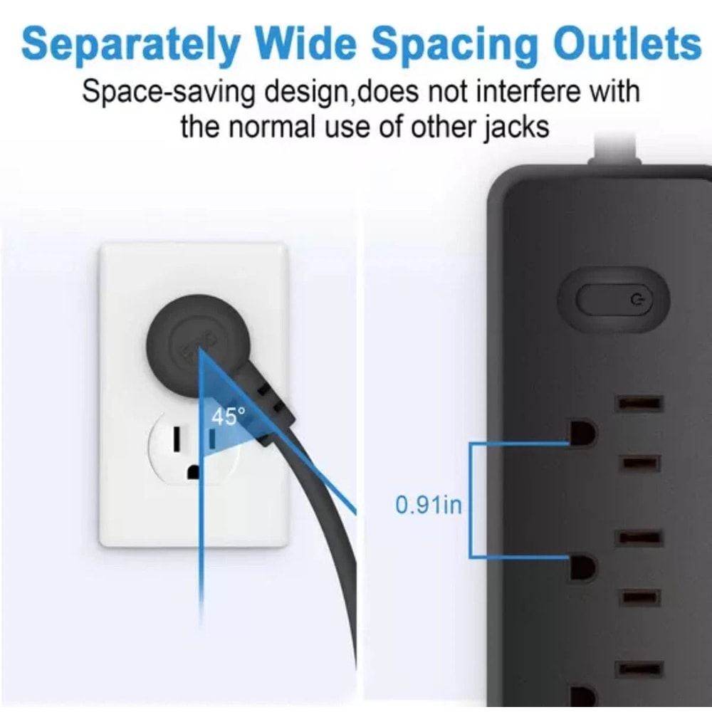 Wall Mountable Surge Protector Power Strip With 3 USB Ports 4 Outlets Ideal For Home Office Use 5