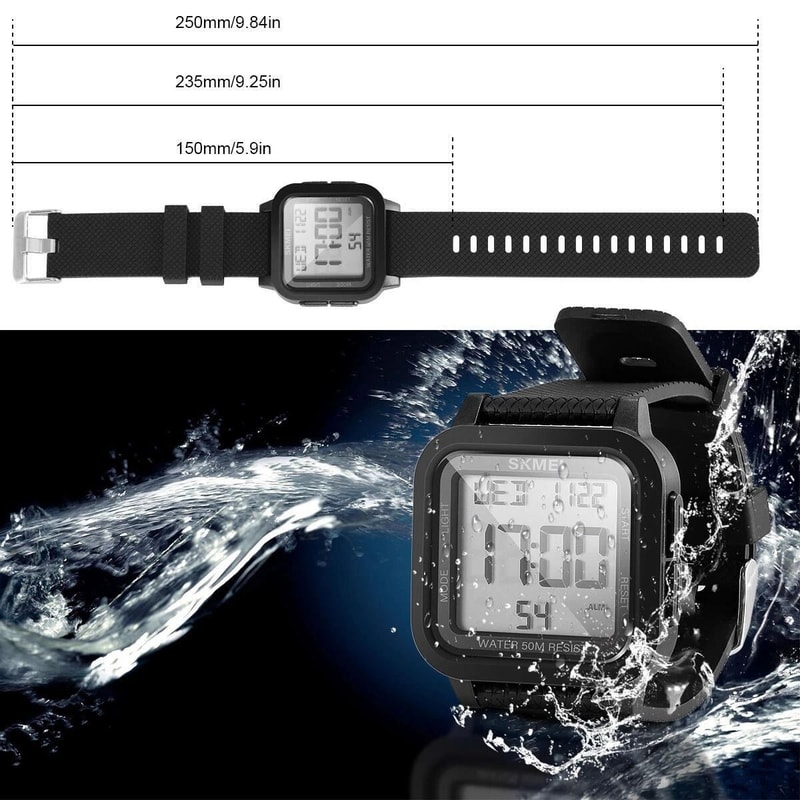 Waterproof Digital Military Sports Watch For Men LED Tactical Wristwatch With Backlight 3