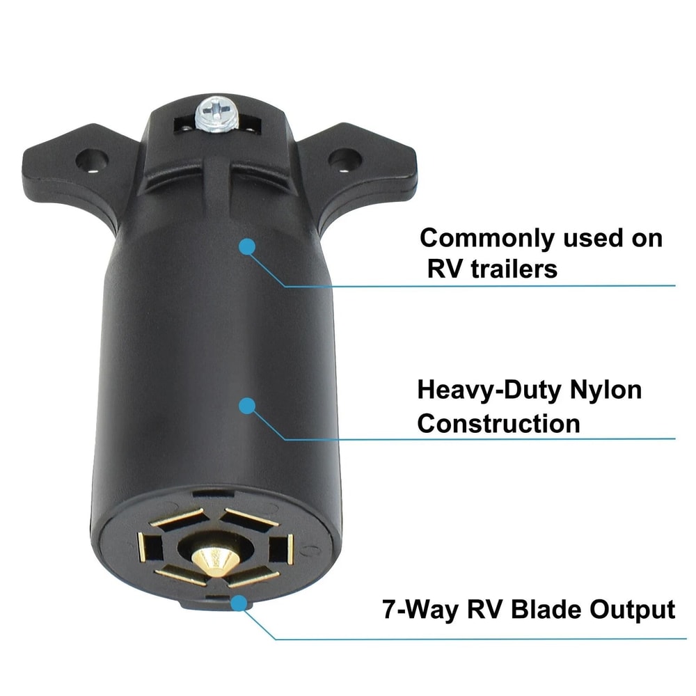 RV Style 7 Pin Trailer Wiring Adapter Plug 7 Way Blade Trailer Connector For Easy Towing Compatibil 2