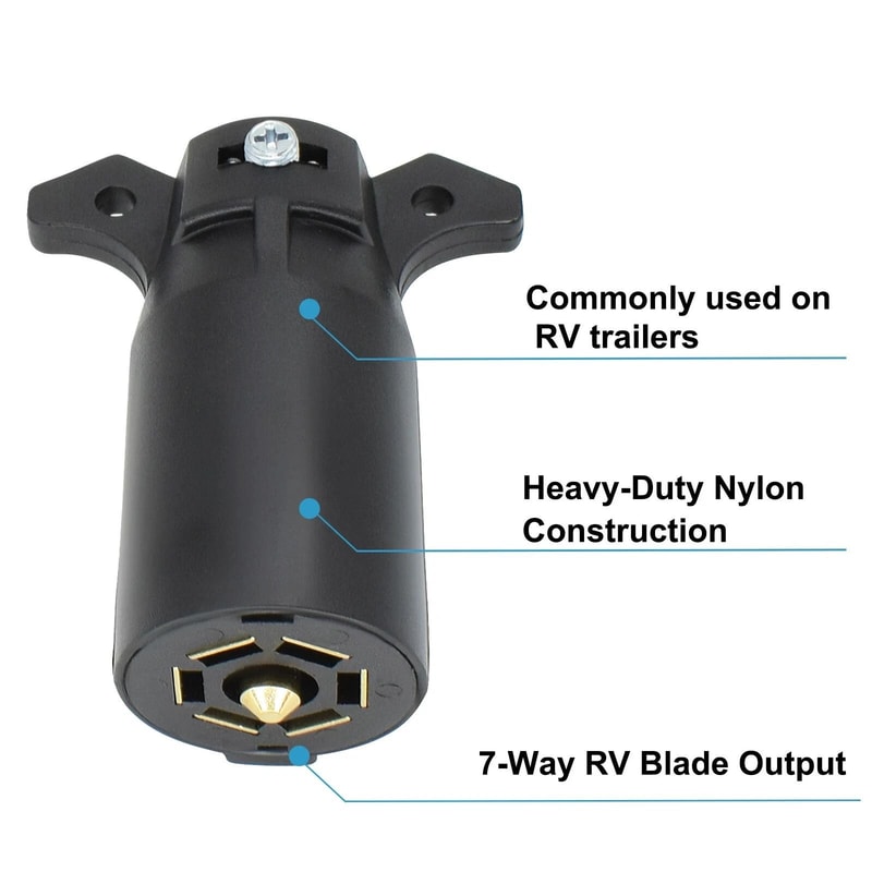 RV Style 7 Pin Trailer Wiring Adapter Plug 7 Way Blade Trailer Connector For Easy Towing Compatibil 2
