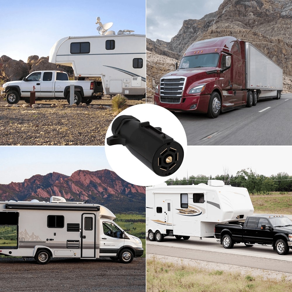 RV Style 7 Pin Trailer Wiring Adapter Plug 7 Way Blade Trailer Connector For Easy Towing Compatibil 4