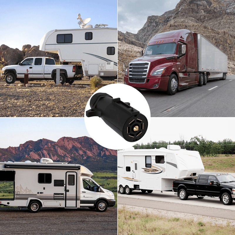 RV Style 7 Pin Trailer Wiring Adapter Plug 7 Way Blade Trailer Connector For Easy Towing Compatibil 4
