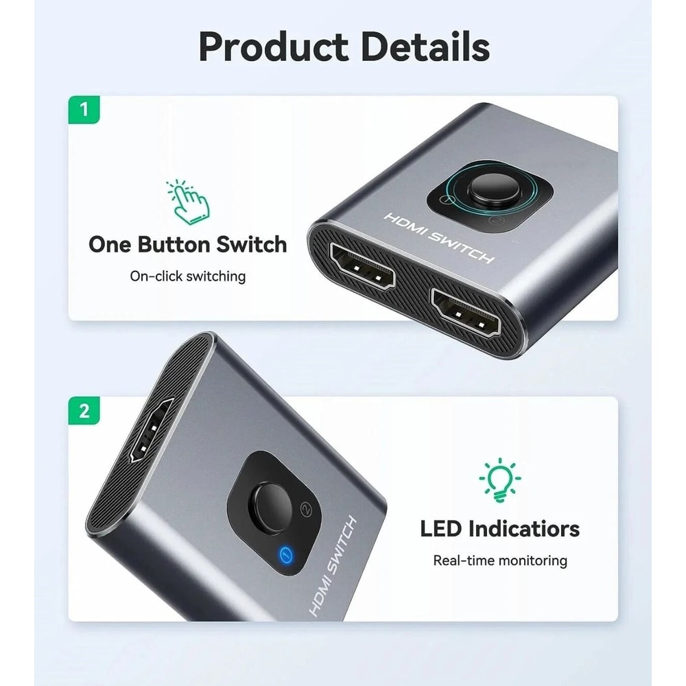 4K HDMI 20 Bi Directional Switch Splitter 2 In 1 Out 5