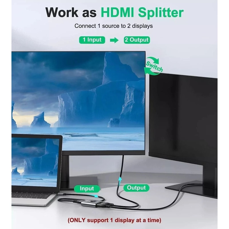 4K HDMI 20 Bi Directional Switch Splitter 2 In 1 Out 9